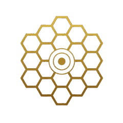 Angela Bolton's soul sigil — a golden honeycomb around a single centerd point